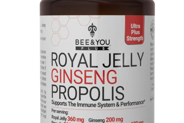 Bee and You Royal Jelly with Ginseng Tablet, Propolis Extract, 60ct, 100% Natural Superfood, Ultra Pure, Immune Support Supplement, Antioxidants, Keto, Paleo, Gluten-Free Royal Jelly